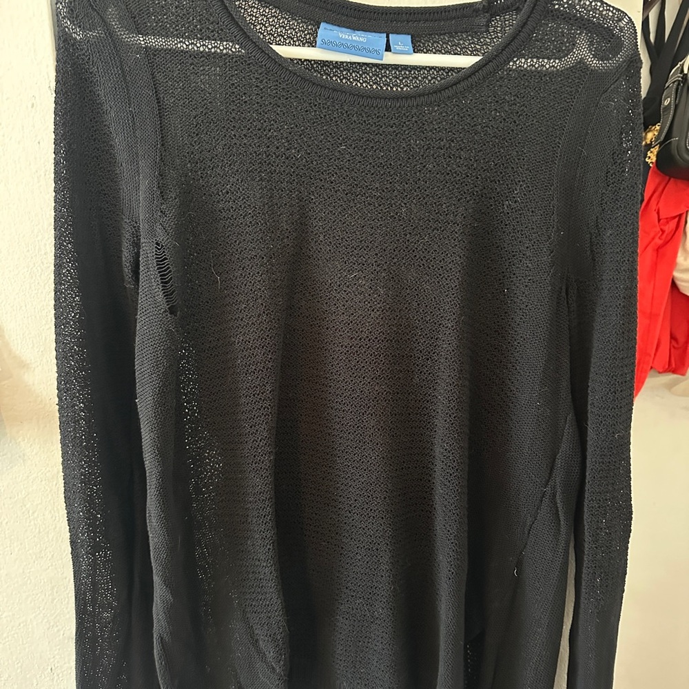 Simply Vera Vera Wang Black Mesh Knit Top